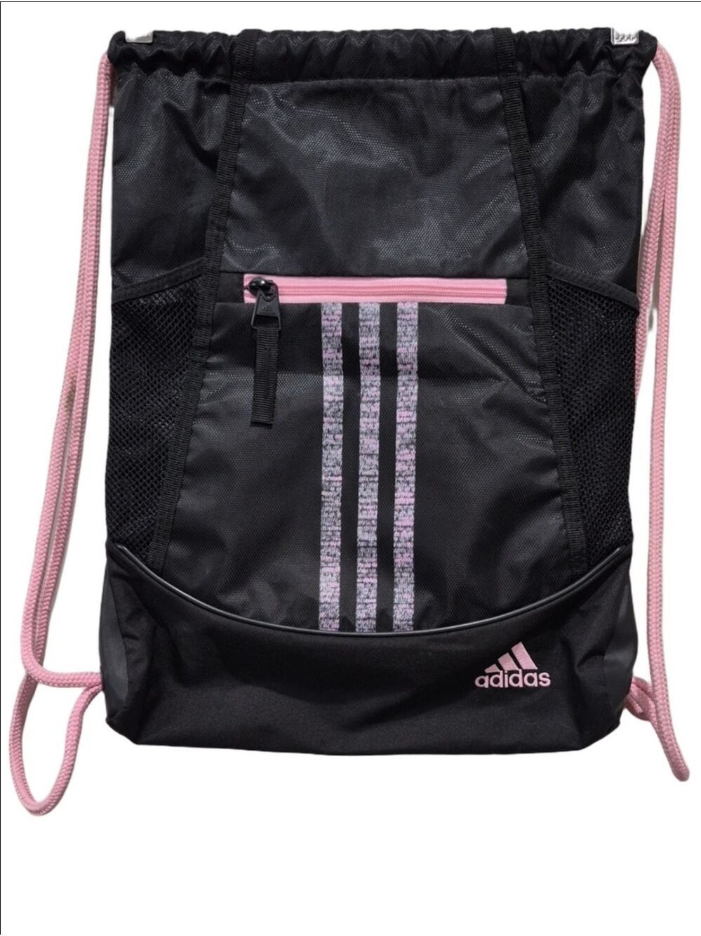Adidas Alliance II Sackpack – Black & Light Pink Drawstring Backpack